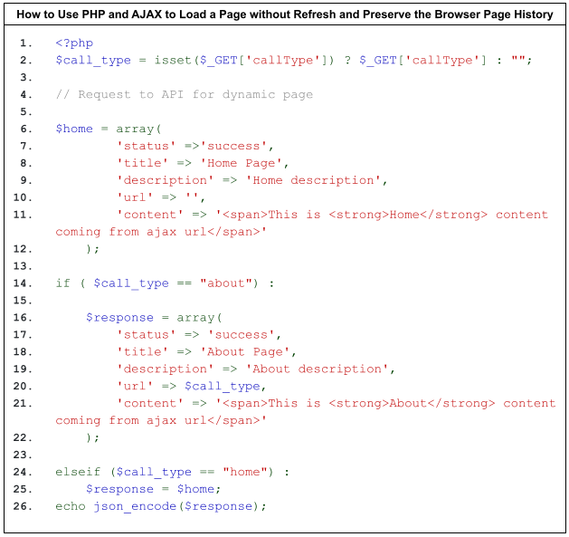 How To Use Php And Ajax To Load A Page Without Refresh And Preserve The Browser Page History 1487